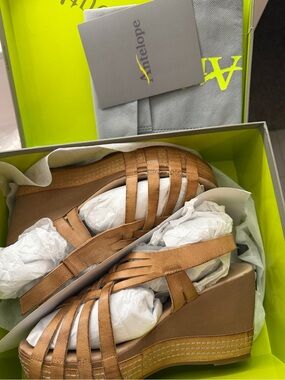 Antelope Tan Woven Wedge Sandals
